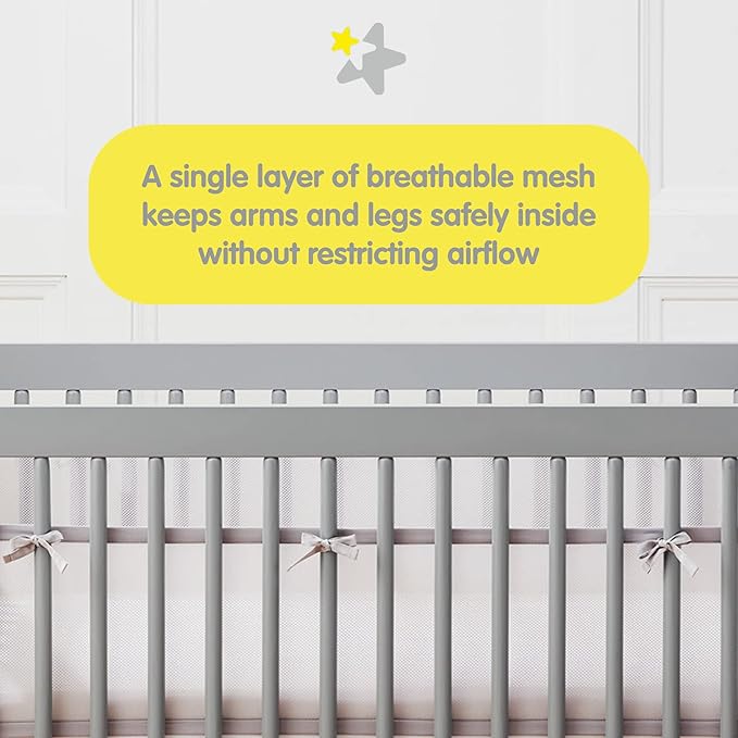 BreathableBaby Breathable Mesh Liner for Full-Size Cribs, Classic 3mm Mesh, Gray Chevron (Size 4FS Covers 3 or 4 Sides)