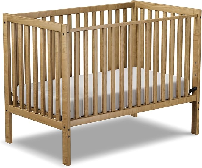 Baby Crib 5-in-1 Convertible, Wood Full Size Toddler Bed for Small Baby, Made of Sustainable Natural Pinewood Cribs, Non-Toxic Finish, Simplistic Nursery Furniture (Natural)