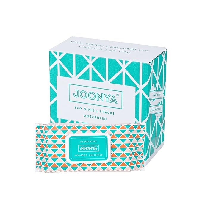 JOONYA Unscented Baby Wipes — Plant-Based, Fragrance-Free Diaper Wipes | Hypoallergenic, Non-Toxic, Compostable & Biodegradable Wet Wipes for Sensitive Newborn Skin | 3 Packs of 80 Wipes (240 Total)