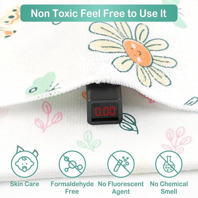 Viviland Baby Washcloths, Super Soft Baby Bath Towels for Newborn 24 Pack, Absorbent Face & Body Wash Cloth for Baby Girl, Butterfly Pattern, 9 x 9 inch