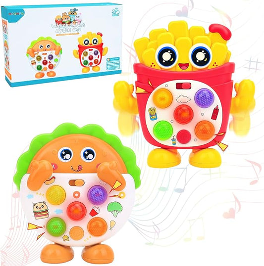 Musical Toys for Toddlers 1-3, Baby Musical Toys with Music & Sound Effects & 5 Level Quick Push Game, Interactive Light up Baby Toy with Flashing, Birthday Gift for Boy Girl 1 2 3 Year Old