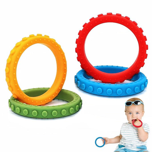 Sensory Chew Bracelets for Boys Girls 4 Pack, Silicone Fidget Bracelet for Kids with Autism ADHD Anxiety or Special Needs, Oral Motor Aids Toddler Bracelets Sensory Chew Toys for Kids Chewing Biting