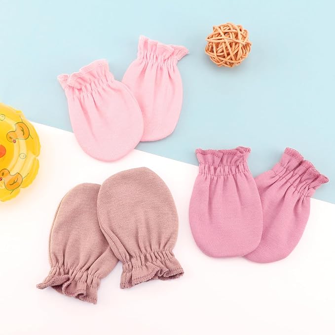 BQUBO 12 Pairs Baby Mittens Newborn Infant Toddler Mittens No Scratch Cotton Elastic Wrist Gloves for Boys Girls 0-6 Months