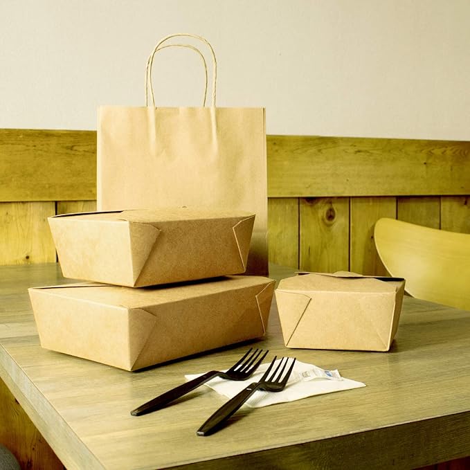 Karat Paper To Go Boxes [110 oz - 160 ct] Leak-Resistant, Microwavable, Heavy-Duty Take Out Boxes | Grease Resistant & Stackable | #4 Kraft Brown