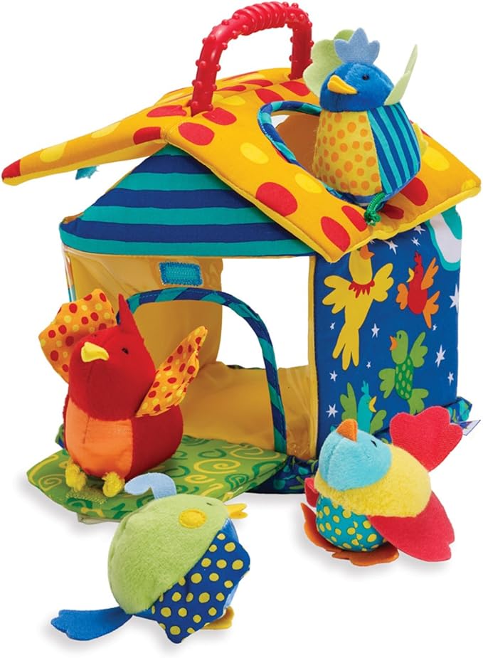 Manhattan Toy Put and Peek Birdhouse Soft Activity Toy 7.5 x 7.5 x 9 inches