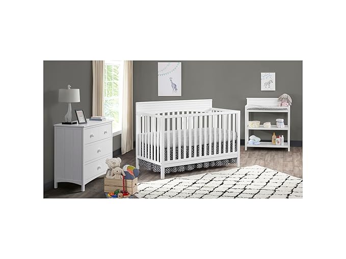 Oxford Baby Harper 4-in-1 Convertible Crib, Snow White, GreenGuard Gold Certified