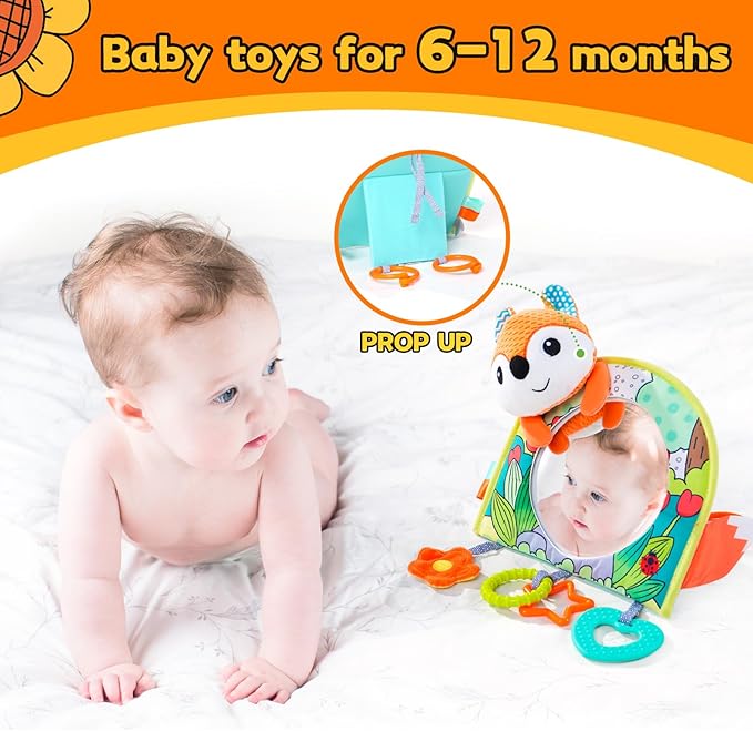 Koty Infant Car Seat Toy - Kick and Play Activity Center with Mirror, Teether and Crinkle Paper, Fun Travel Baby Toy for Rear Car Seat, Easier Drive with Newborns, Babies