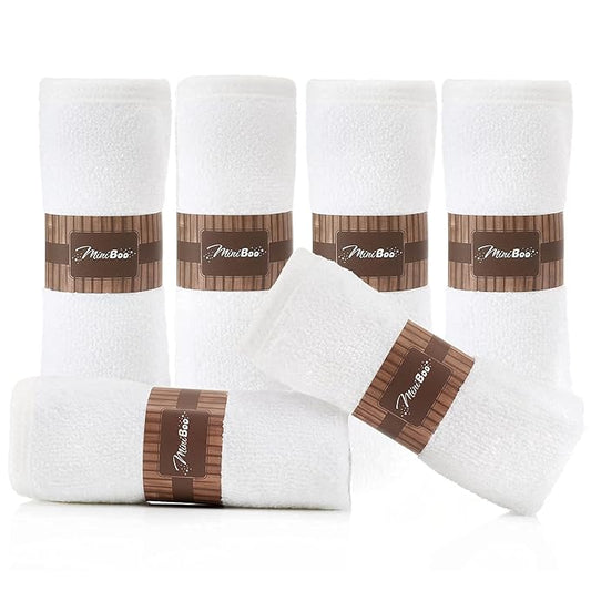 MINIBOO Premium Baby Washcloths for Sensitive Skin - Extra Soft and Absorbent Viscose from Bamboo Face Cloths and Newborn Bath Face Towel - Perfect as Baby Gifts