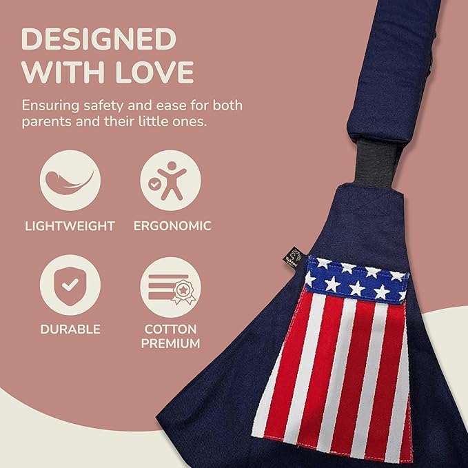 Ergonomic Lightweight Adjustable Toddler Sling Baby Carrier with Zipper Pockets Shoulder Padding Anti Slip Support for Travel Loving Dads and First Time Moms from 9 Months to 4 Years