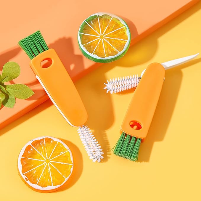 Linhongwu 2PCS 3 in 1 Tiny Bottle Cup Lid Detail Brush Straw Cleaner Tools Water Cleaning Crevice for Bottles Carrot Clean Brushes