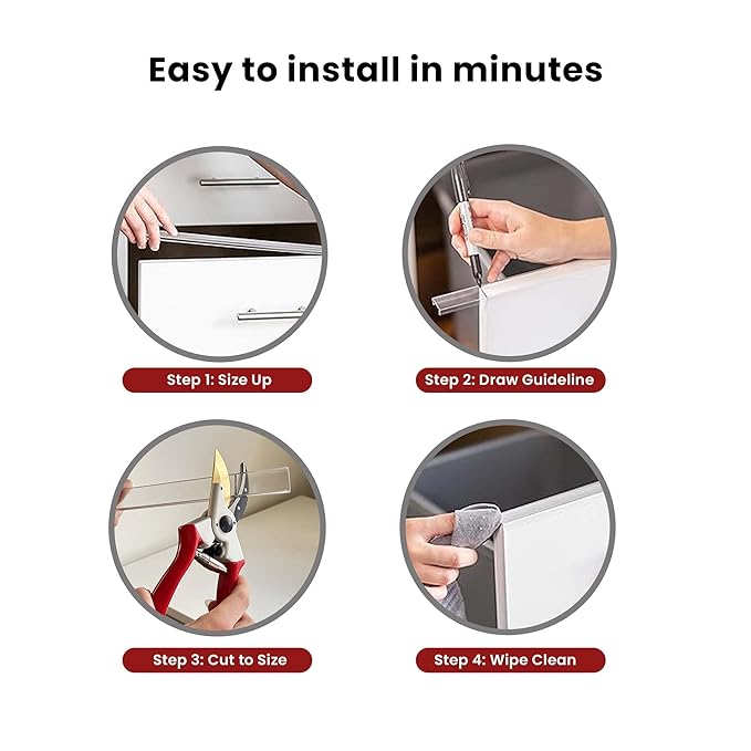 Cabinet Hero Slimline Cabinet Edge Protector - Prevents Chipping, Wear, Discoloration - Drawer Edge Guard, Bumper for Drawer - Easy Slip-On Installation - 3/4" Thick, 24" Length, Black, Pack of 4