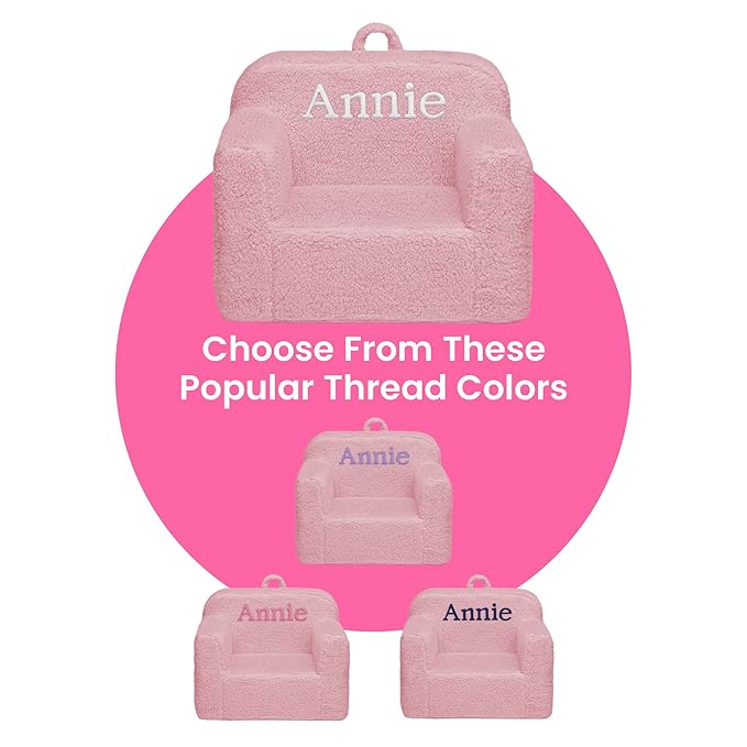 Delta Children Cozee Sherpa Chair – Customize with Name – Foam Kids Chair for Ages 18 Months and Up, Pink