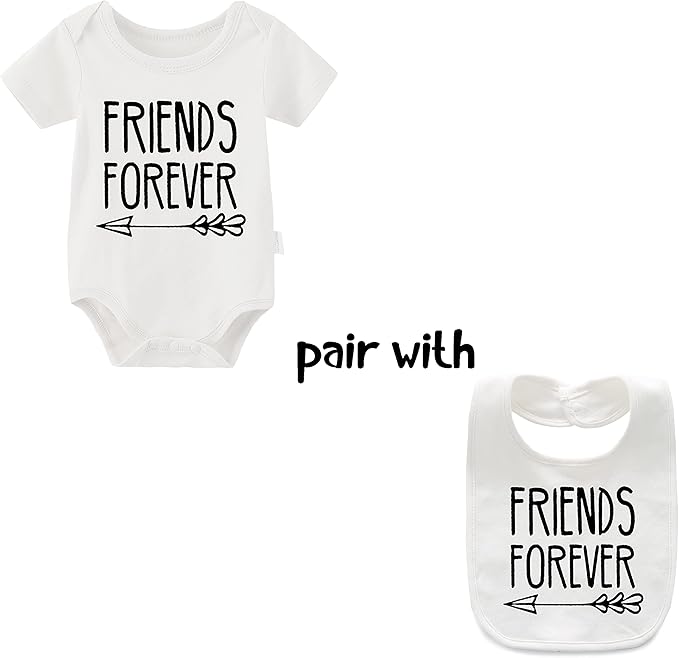 YSCULBUTOL Baby Twins Bodysuits Best Friends Forever Baby Clothes Set with Bibs Girl Outfit with hat