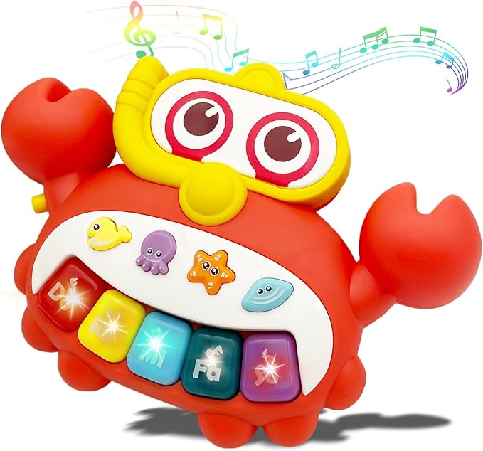 Baby Musical Toys Piano for 2 Year Old Girls Boys Age 2 Light Up Music Learning Toys for Toddlers 3 Easter Gifts Infant Baby 18 Month (Crab)