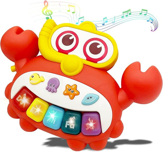 Baby Musical Toys Piano for 2 Year Old Girls Boys Age 2 Light Up Music Learning Toys for Toddlers 3 Easter Gifts Infant Baby 18 Month (Crab)