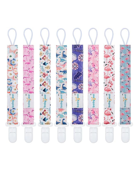 Babygoal Animal Pacifier Clips, 8 Pack Binky Paci Holder Clips for Baby Boys and Girls Fits for Most Pacifier, Binkie Styles & Baby Teethers & Toys and Gift 8PS53-B
