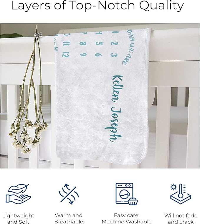 MDPrints Personalized Twin Milestone Blanket, Custom Monthly Baby Blankets with Name for Boys and Girls, 30x40 & 50x60inch Soft Plush Fleece (Zoo)