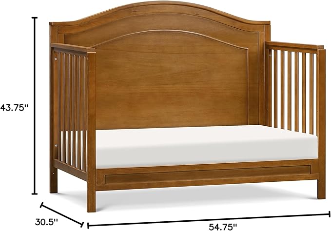 DaVinci Charlie 4-in-1 Convertible Baby Crib - GREENGUARD Gold Certified Convertible Crib to Toddler Bed, Daybed, Full-Size Wooden Bed, Durable, 4 Adjustable Mattress Heights - Chestnut