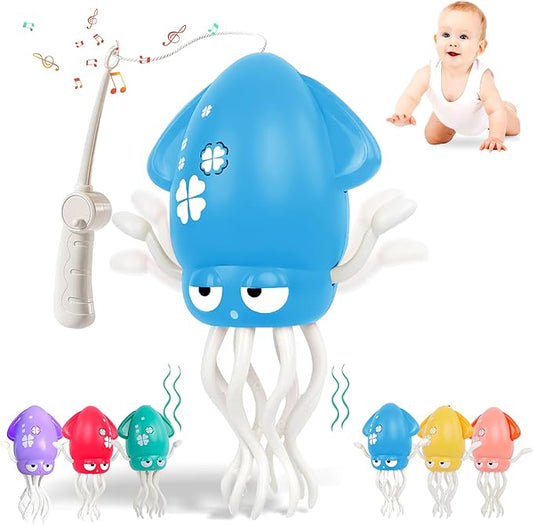 Sachie Dancing Octopus Baby Toy – Electric Crawling Octopus with Music & Lights, Rechargeable Sensory Toy for Infants & Toddlers, Fun Learning Gift for Boys & Girls(Blue)