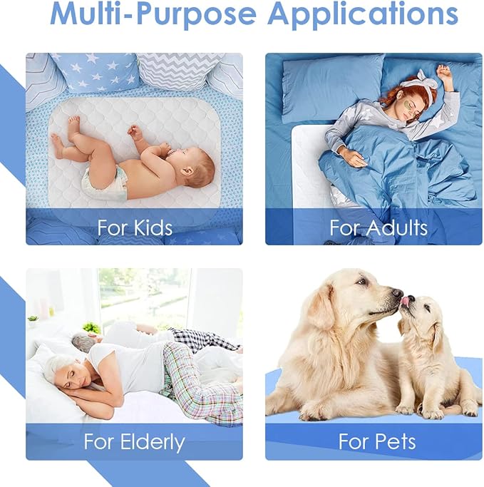 Incontinence Bed Pads Washable Waterproof 34x36 Inches Pack of 4 - Washable Pee Pads for Beds for Incontinence Adults, Kids & Pets - Waterproof Pad, Reusable Bed & Underpads