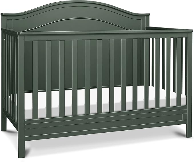 DaVinci Charlie 4-in-1 Baby Crib Convertible to Toddler Bed, Daybed, Full-Size Bed - Easy Assembly - GREENGUARD Gold Certified - 4 Adjustable Heights, Conversion Kit Sold Separately - Forest Green
