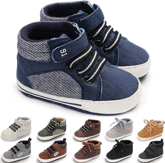 CENCIRILY Baby Boys Girls High Top Sneakers Soft Soles Anti Skid Infant Ankle Shoes Toddler Prewalker First Walking Crib Shoes