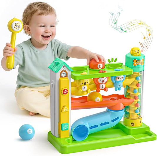 Musical Toys for 1 Year Old Boy Girl, Bilingual Learning Educational Toys with Music Light, Toddlers Ball Drop Toy 1-2 Yr, Gifts Presents for 1 Year Old Boy Girl, 1st First Birthday Gifts