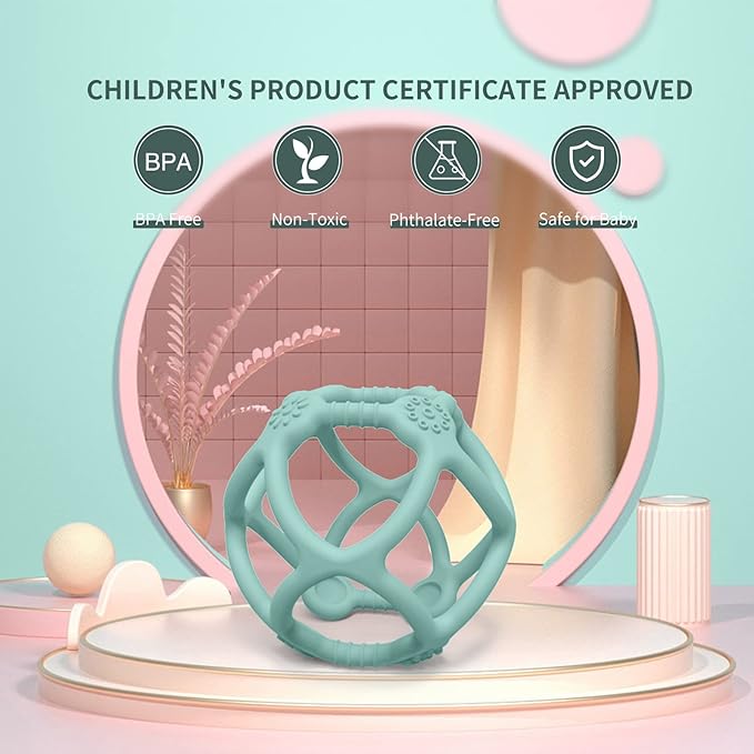 Baby Teething Toys, Silicone Babys Chew Toys for Soothing Babies Gums, Sensory Hollow Ball Teether for Babies 3+ Months,Baby Teether Toys,Baby Gifts for Girl & Boy,BPA Free