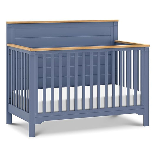 DaVinci Shea 4-in-1 Convertible Crib in Cove Blue and Honey, GREENGUARD Gold Certified