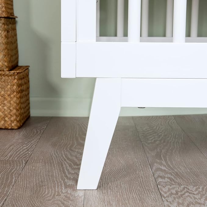 dadada Baby Soho 3 in 1 Convertible Wooden Crib to Toddler Bed - Made in Italy, GREENGUARD Gold Certified, Baby-Safe Finish, Sustainable Beech Wood, Modern Design, 3 Adjustable Heights (White)