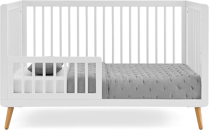Tatum 3-in-1 Convertible Crib, White Finish, Solid Wood, Adjustable Mattress Height, Converts to Toddler Bed & Daybed, Fits Standard Full-Size Crib Mattress