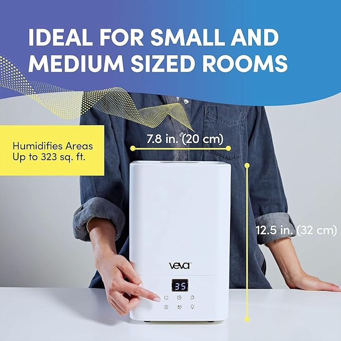 VEVA Humidifiers for Bedroom Large Room 4.5L, Cool Mist Water Vaporizer Essential Oil Diffuser, Quiet Humidifiers for Baby, Covers up to 323 Sq. Ft.
