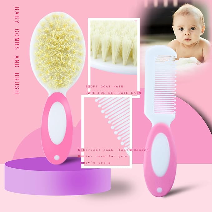 ZELINYE Baby Care Kits,Baby Grooming Kit,10 in 1 Newborn Essentials Must Haves,Baby Nail Clippers Baby Brush Baby Comb Earpick Nose Cleaning Tool Baby Nail File Nursing Baby Kit （Pink）