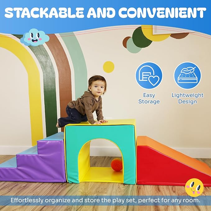 New Bounce Toddler Climbing Toys - Soft Play Set for Kids - Foam Climbing Blocks - Safe Soft Gym Equipment - Great for All Ages