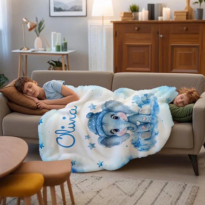 Ship Next Day, Personalized Baby Blanket for Boys Girls - Printed in USA, Custom Baby Blanket with Name Super Soft Plush Flannel, Easter Christmas Brithday Gifts for Baby Shower Kids Toddlers Newborn