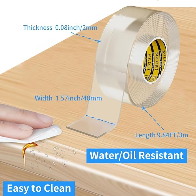 3Pack Clear Edge Protector Strip,1.57in x 9.84FT(29.52FT Total),Sharp Edge Wrap Cover Tape,Self Adhesive Protective Bumper Guards for Cabinet Door Desk Table Bed Furniture,Kitchen,Waterproof