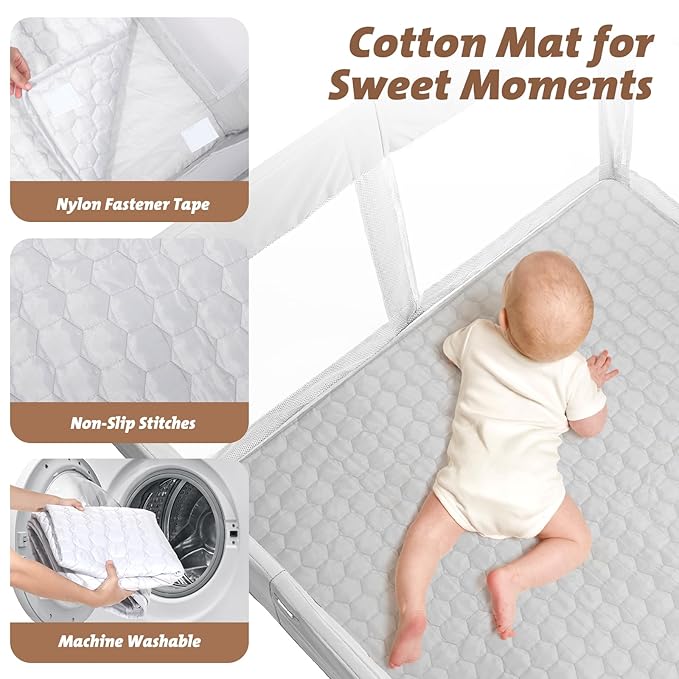 Joyibay Baby Playpen, 47x47 Foldable Playpen with Play Mat, Small Baby Playard, Baby Activity Play Fence Kids Baby Play pen for Babies Toddlers 1-3 Indoor Outdoor