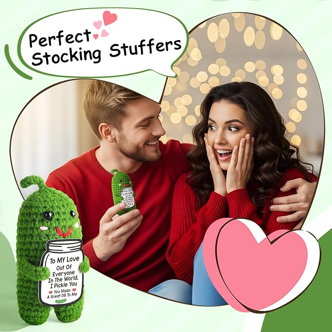 I Love You Gifts for Her, Him, Wife, Husband, Couple, Romantic Gifts for Boyfriend Girlfriend, Anniversary Perfect Gifts for Women Men, Handmade Crochet Pickle