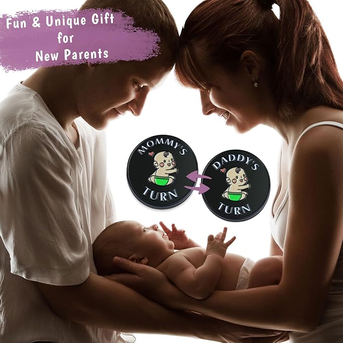 Fathers Day New Baby Gifts for Parents,Double-Sided Decision Coin Gift for New Mom & Dad,Funny Baby Shower Gifts for Couple,Gifts for Pregnant Women as Halloween Thanksgiving Christmas Gift，D-Black