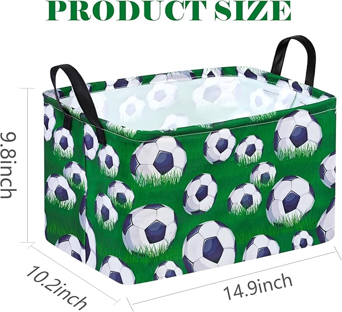 Rectangle Football Pattern Kids Gift Storage Basket Shelf Storage Basket Organizer Box Clothes Laundry Hamper Toys Nursery Basket Baby Laundry Basket with Handles