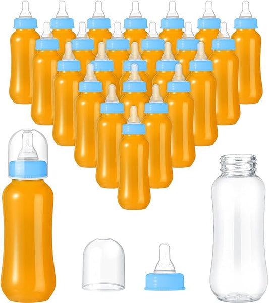 Norme Baby Shower Bottles 9.5 oz Plastic Baby Bottles Chug Sign Shower Game Party Favors Baby Bottles Bulk for Baby Shower Decorations Gender Reveal Gifts(Blue, 24 Pcs)