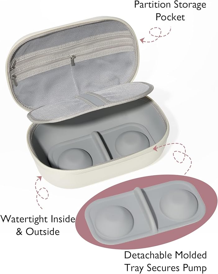 Momcozy Breast Pump Bag for Hands-Free Wearable Breast Pumps, Hard Shell Case with Removable Tray, Watertight Breast Pump Storage Bag for Pumping Bag, Diaper Bag, or Handbag（Holds 2 Pumps）