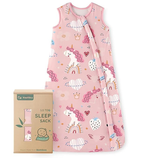 Yoofoss Rayon Made from Bamboo Baby Sleep Sack 18-24 Months 1.0 Tog Baby Wearable Blanket, Super Soft Infant Toddler Sleeping Sack 2-Way Zipper