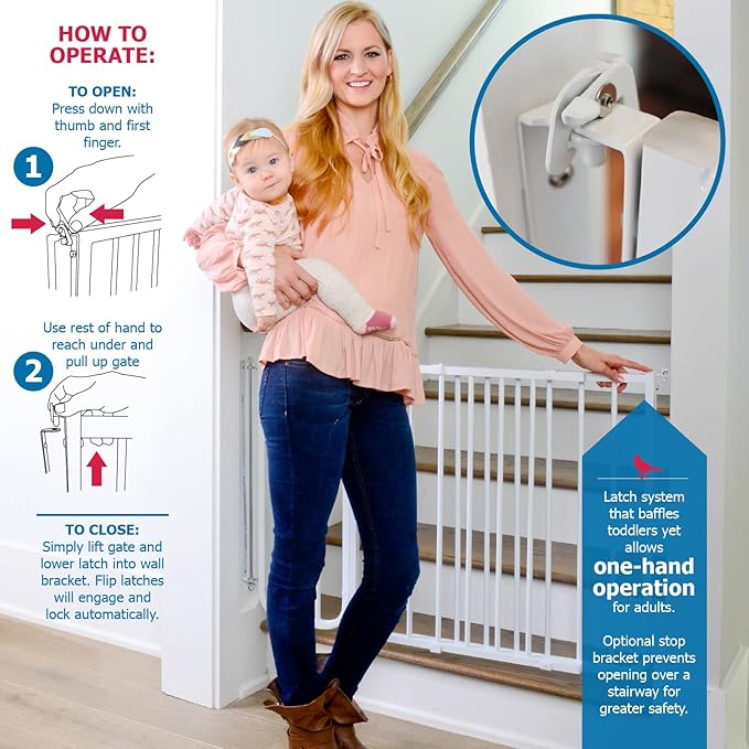 Cardinal Gates SS30 Stairway Special Baby Gate for Top of Stairs - Adjustable Indoor Dog Gate - Wooden Safety Gate for Kids & Pets - Can be Installed at Angles - 29.5 to 49 Inches Wide - Wood