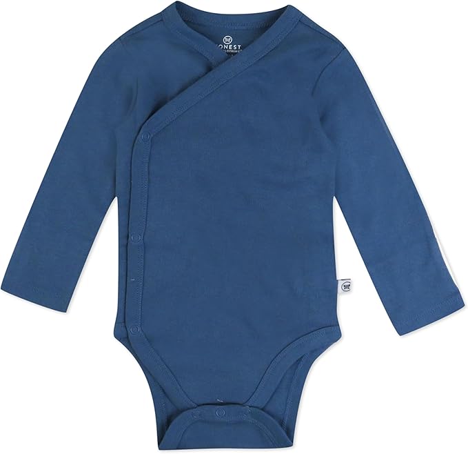 HonestBaby unisex-baby 3-pack Long Sleeve Side-snap Kimono Bodysuits Organic Cotton for Infant Baby Boys, Girls, Unisex