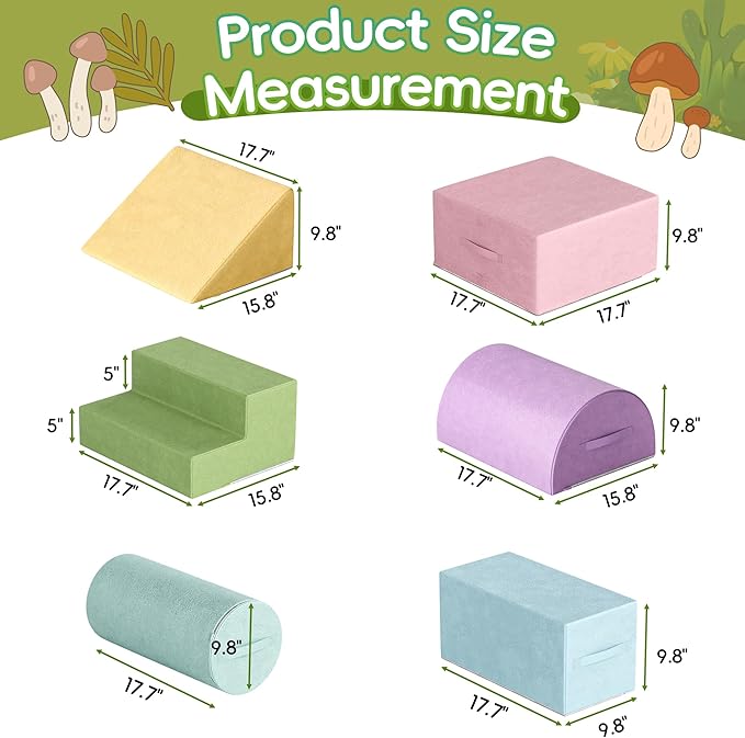 Large Baby Climbing Blocks – 6 Pcs Climbing Toys for Toddlers - Ultra High Density Soft Foam Play Gym Equipment Easy Wash for Indoor Nursery, Classic (Pink, 6-Piece)