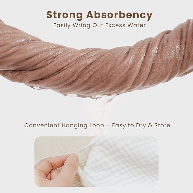 Konssy 2-Pack Muslin Hooded Baby Towels, 100% Cotton, Ultra-Soft & Absorbent Baby Bath Towels with Hood for Newborn & Infant (Taupe,Soft Blooms,30" x 30")