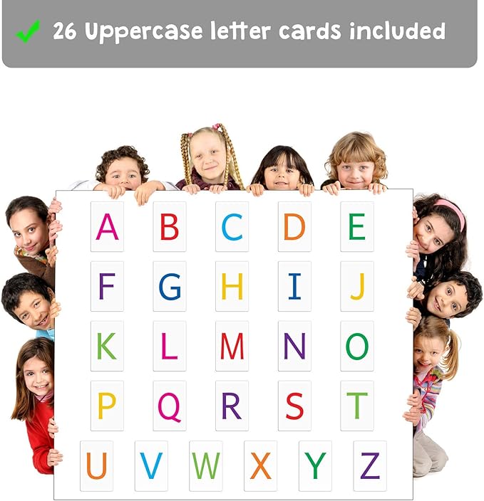 Magnetic Big Alphabet ABC Flash Cards - 26 Sturdy Uppercase Large Letters - for Classroom Teachers, Homeschool, ESL, Toddlers 2-4 Years, Kids and Adults