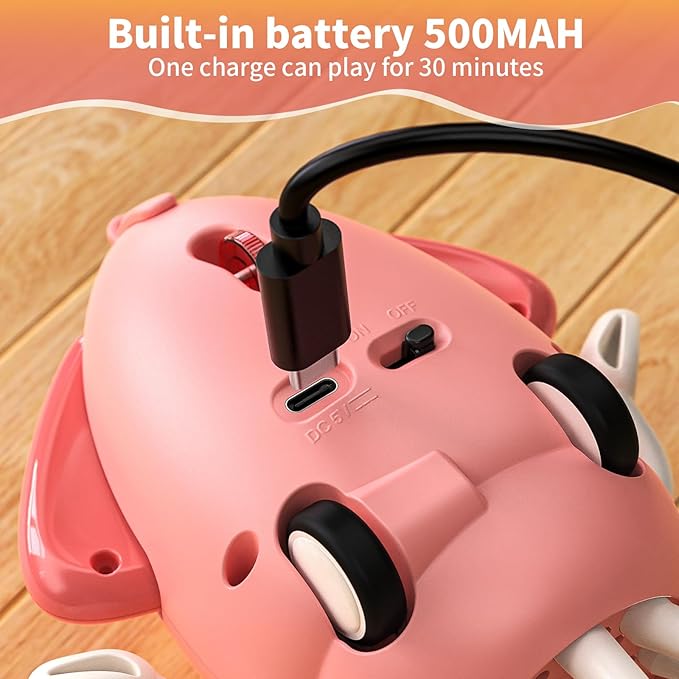 Interactive Dancing Octopus Toy, LED Light-Up Music Crawling Squid with Smart Obstacle Avoidance & Fishing Rod,Tummy Time Baby Toy, Musical Toy for 3 4 5 6 Year Old Boys and Girls(Red)