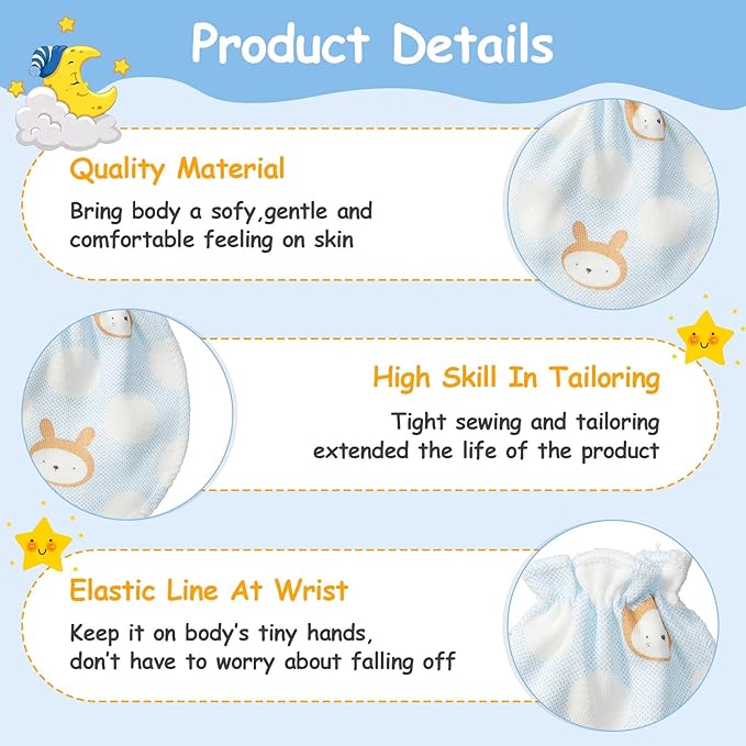 Geyoga 40 Pairs Newborn Baby Mittens No Scratch Mittens Soft Elastic Infant Baby Gloves for 0-6 Months